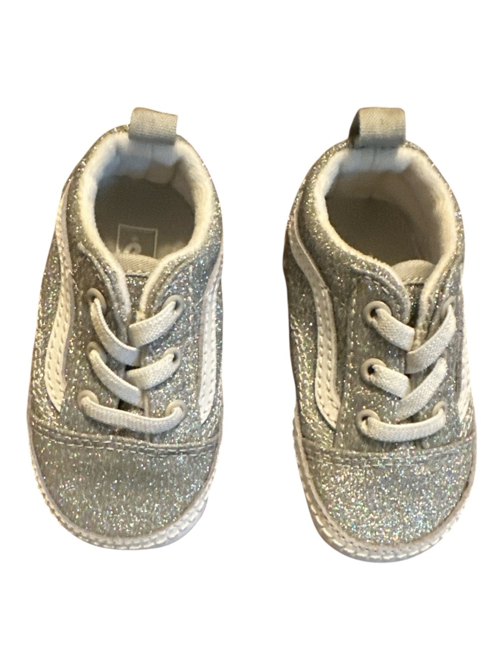Vans Infant Sparkle Silver Kids Lace-Up Sneakers